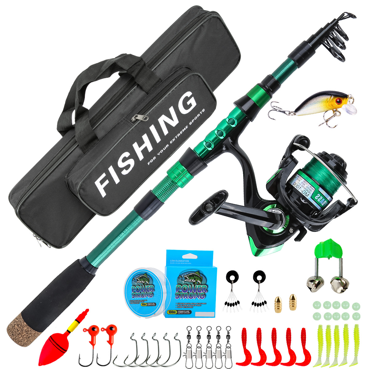 Fishing Rod Carbon Fiber - 1,8 meter groene carbon fiber telescopische