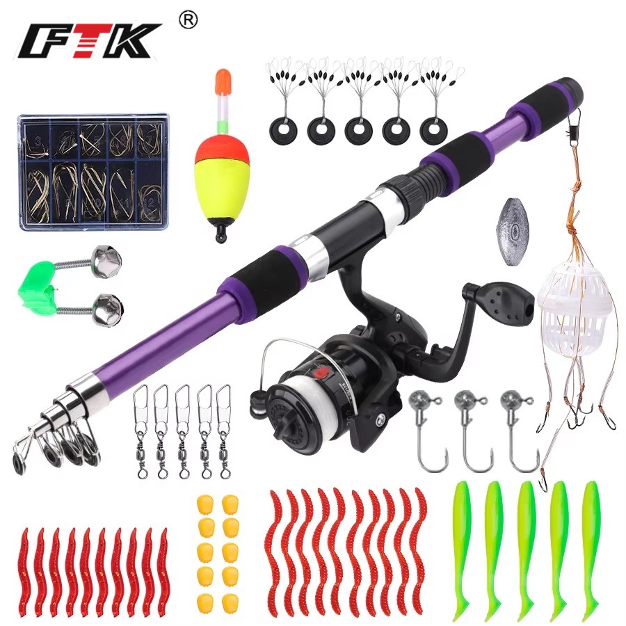 Fishing Rod Carbon Fiber - FTK 1,8 m draagbare draaiende hengelmolen
